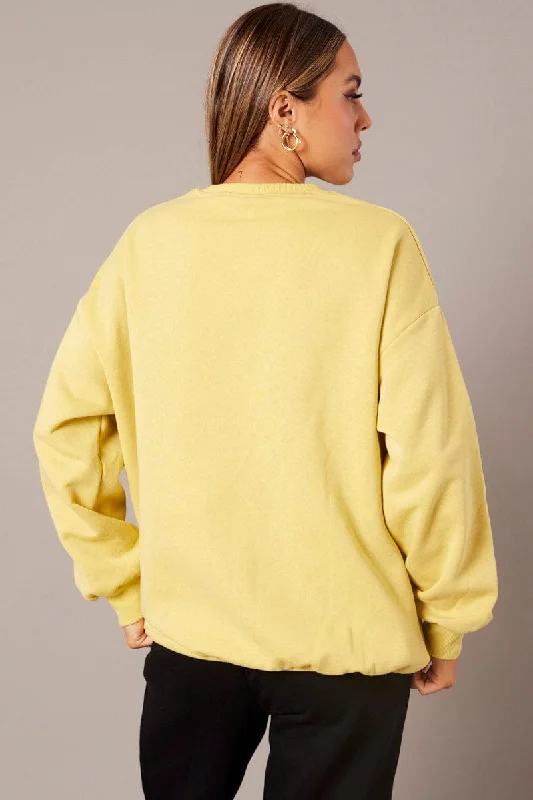 Yellow Graphic Sweater Long Sleeve