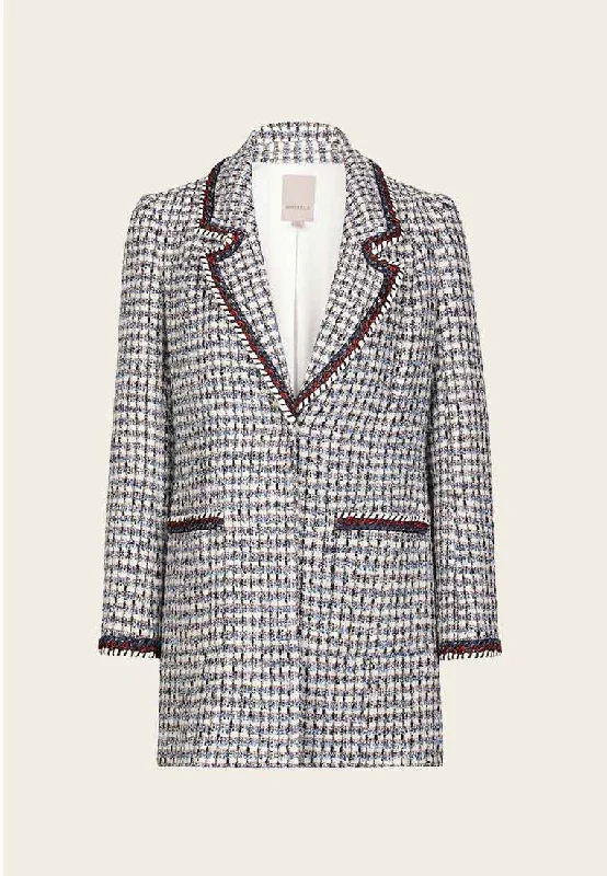 Mecca Plaid Tweed Long Blazer