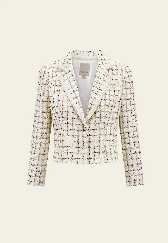 Check White Tweed Cropped Jacket