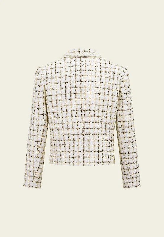 Check White Tweed Cropped Jacket