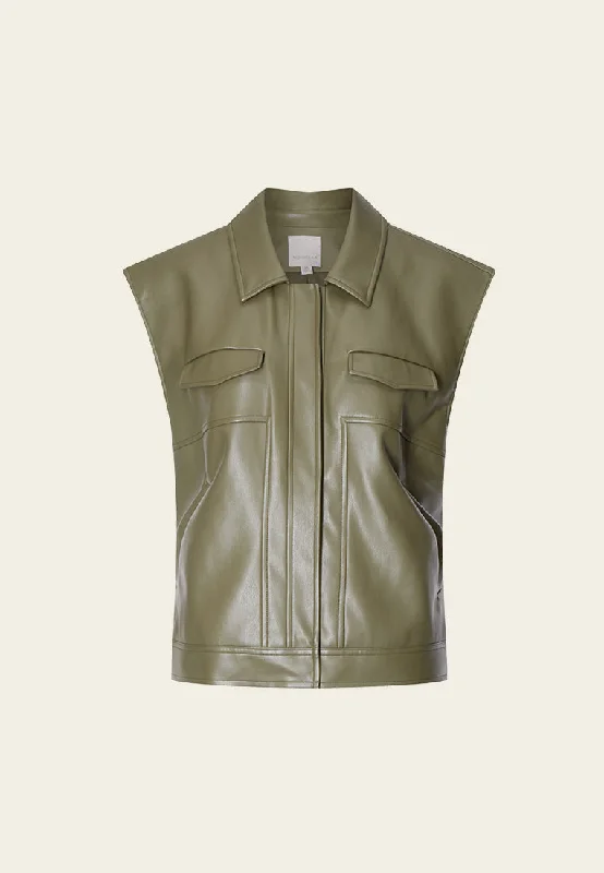 Cap Sleeve Vegan Leather Vest