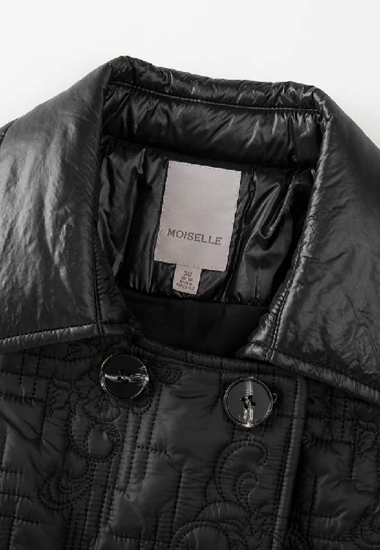 Antibacterial Black Quilted Jacket with Belt