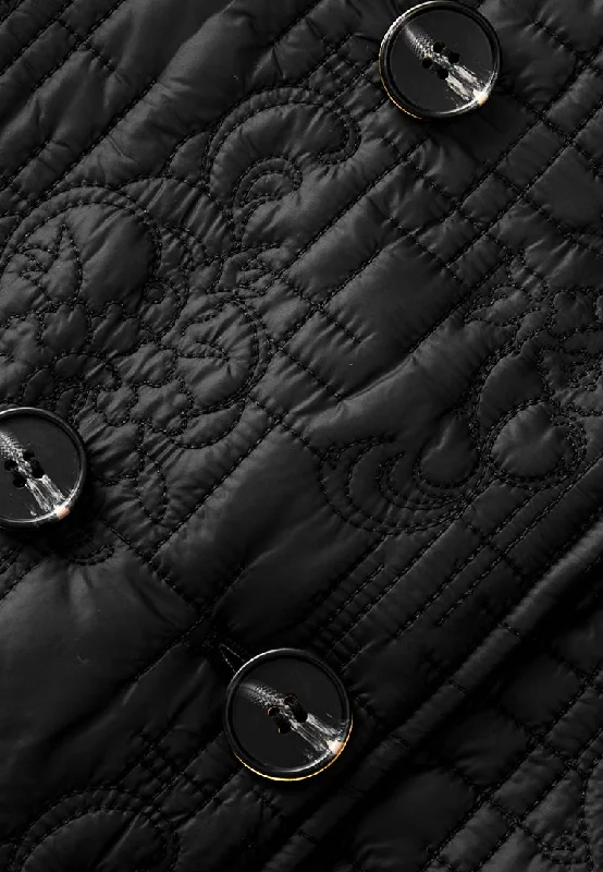 Antibacterial Black Quilted Jacket with Belt