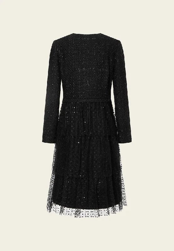 Black Mesh and Lurex Tweed Medium Coat