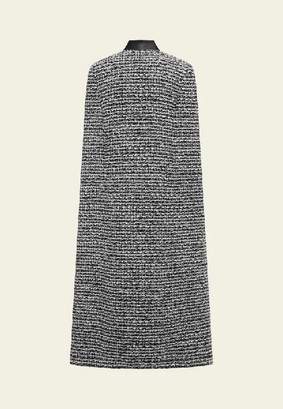 Mixed Grey Wool Ankle Length Long Cape