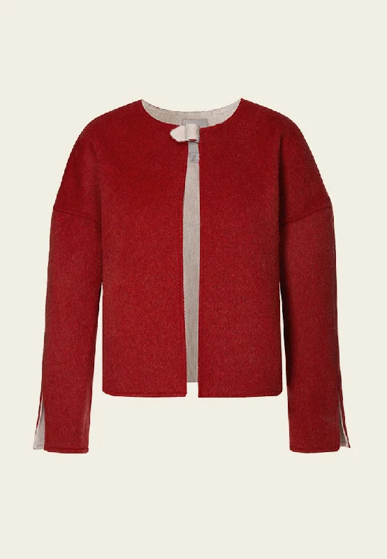 Red Front Slit Wool Jacket