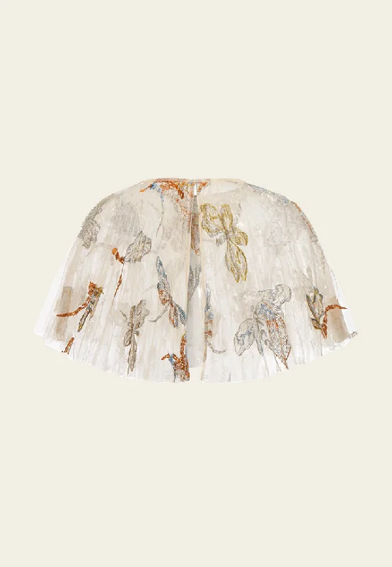 Beige Floral Embroidered Cape