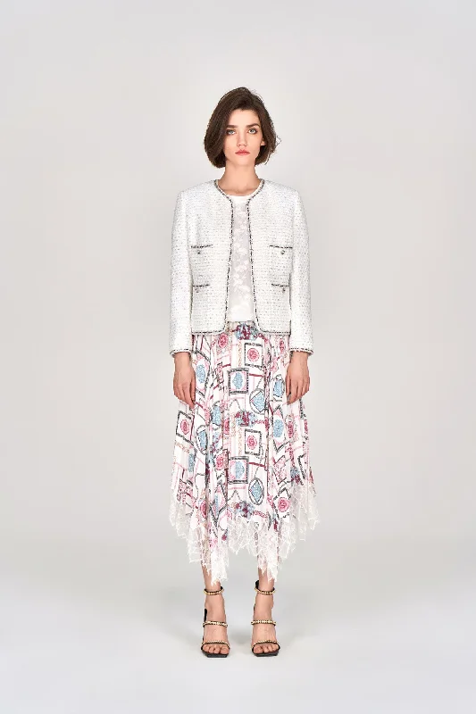 White Lurex Lightweight Tweed Jacket