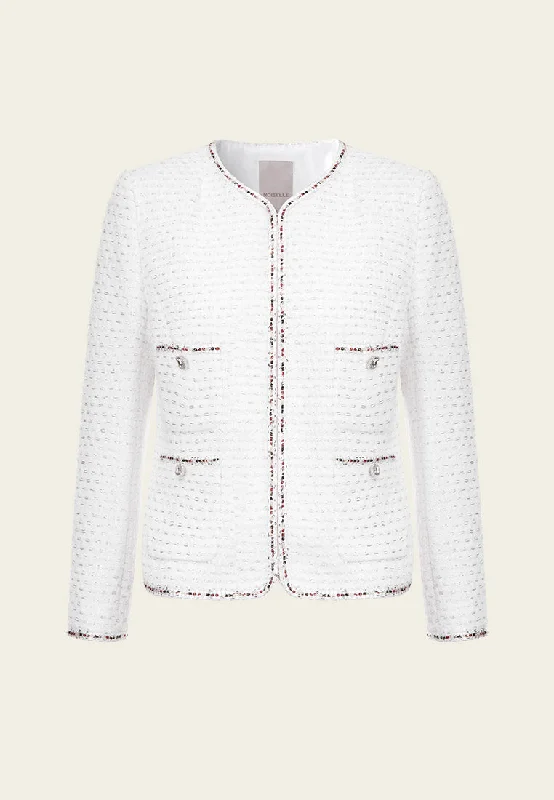 White Lurex Lightweight Tweed Jacket