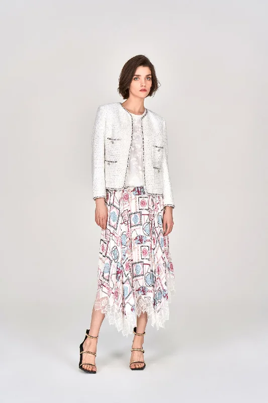 White Lurex Lightweight Tweed Jacket