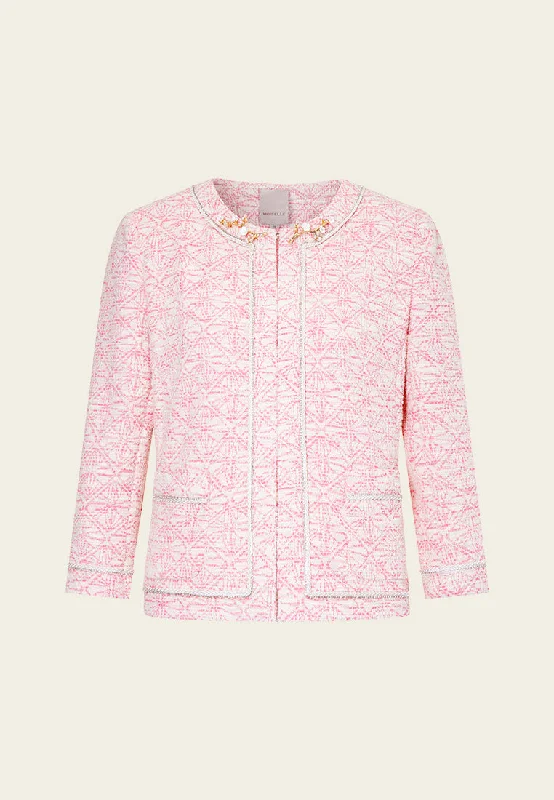 Digitized Pink Tweed Jacket