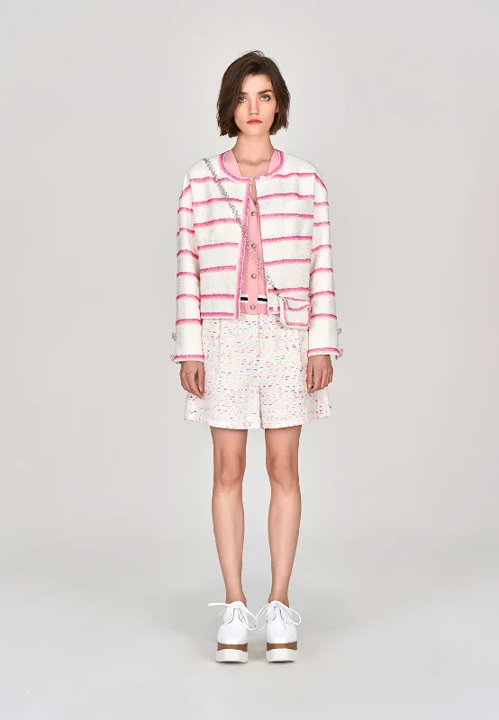 Pink Stripe White Tweed Jacket