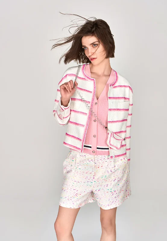 Pink Stripe White Tweed Jacket