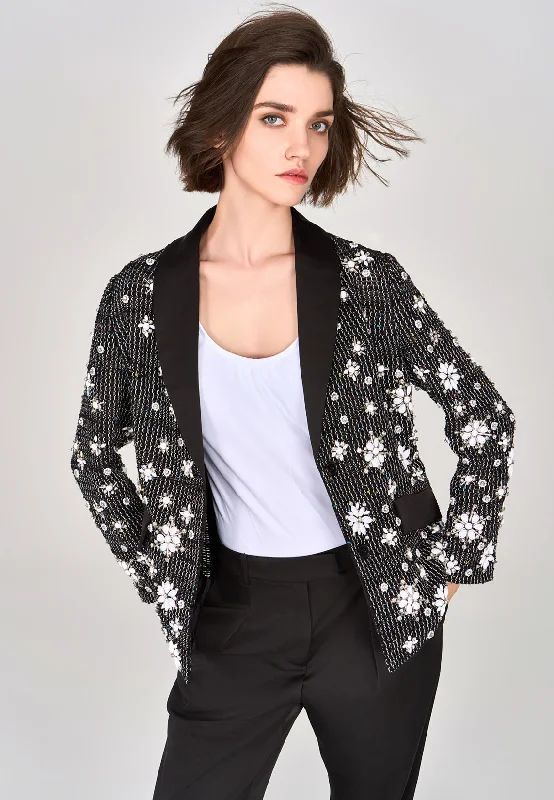 Black Crystal Embellished Blazer