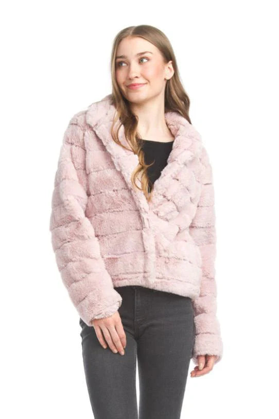 Papillon Cropped Faux Fur Collared Jacket - 17738